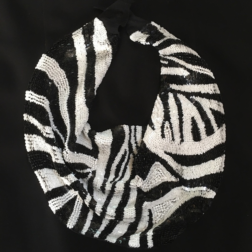 Hand beaded collar necklace using sequins on silk